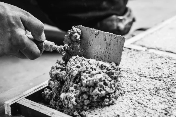 Sichtestrich, Terrazzo, Muster, Designboden, Handarbeit, Schwarz-Weiß