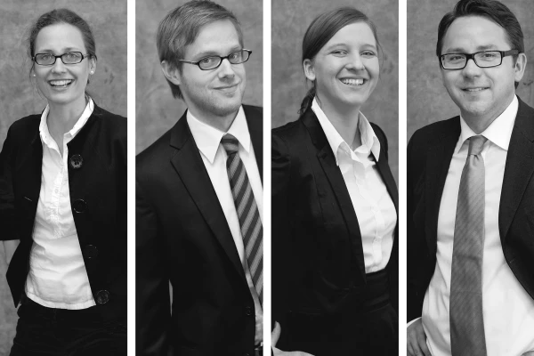 Portrait Team, Gruppe, fröhlich, Agentur, Schwarz-Weiß
