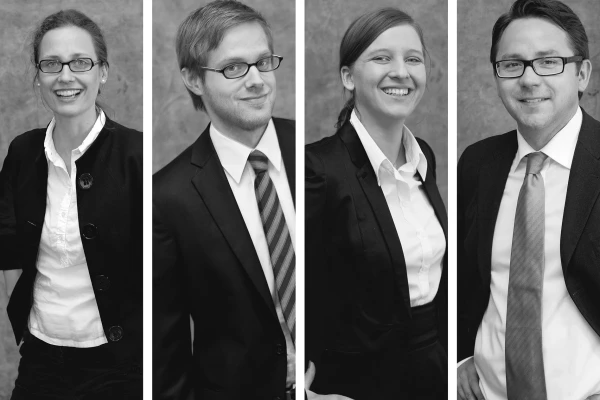 Portrait Team, Gruppe, fröhlich, Agentur, Schwarz-Weiß